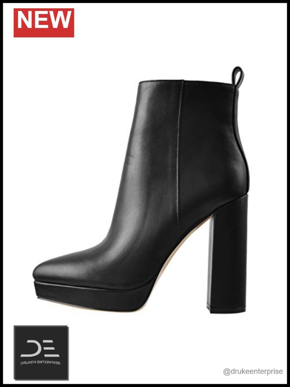 Women's Chunky Heel Platform Ankle Boots - Side Zipper Fall Winter Block Heel